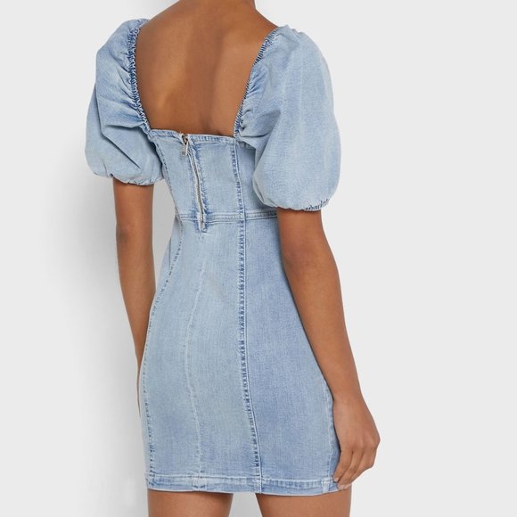 [NWT] River Island Puff Sleeve Denim Dress - Picture 3 of 10